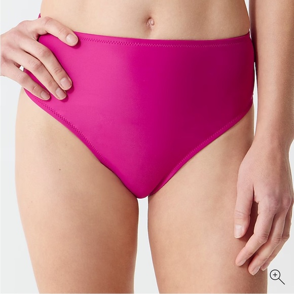 NWT J.Crew High Rise Full Coverage Bikini Bottom Magenta Orchid M Beach Resort - Picture 1 of 6